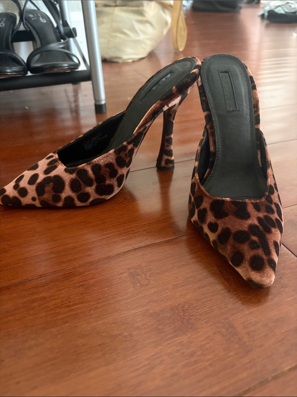 Topshop Leopard Print Pointed-Toe Mule Heels - Brown/Black